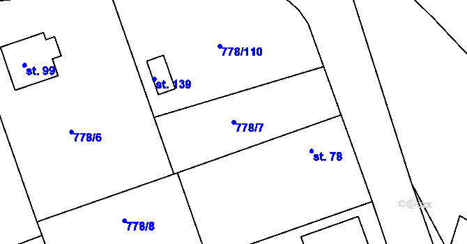 Parcela st. 778/7 v KÚ Loukov u Mnichova Hradiště, Katastrální mapa