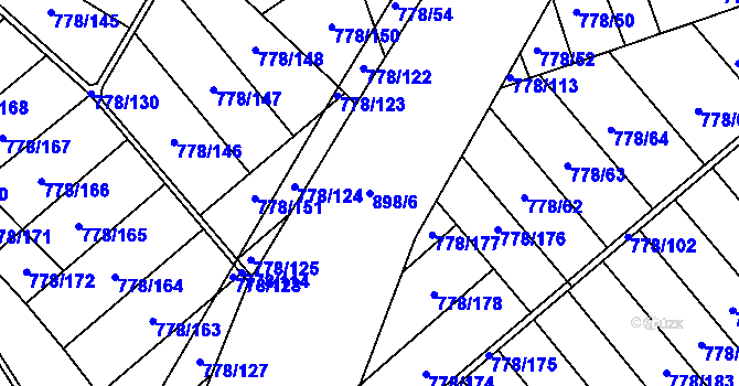 Parcela st. 898/6 v KÚ Loukov u Mnichova Hradiště, Katastrální mapa