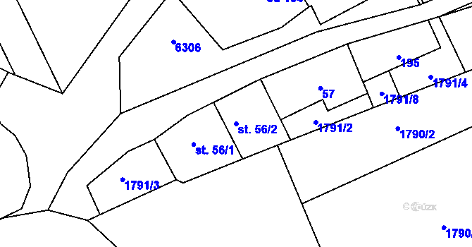 Parcela st. 56/2 v KÚ Loukov u Bystřice pod Hostýnem, Katastrální mapa