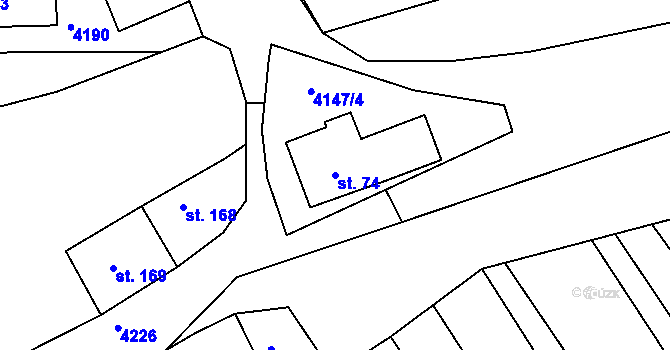 Parcela st. 74 v KÚ Loukov u Bystřice pod Hostýnem, Katastrální mapa