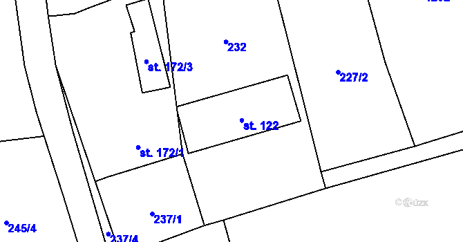 Parcela st. 122 v KÚ Loukov u Bystřice pod Hostýnem, Katastrální mapa