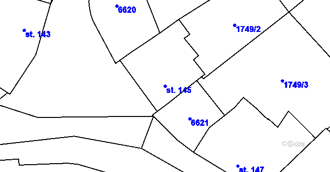 Parcela st. 145 v KÚ Loukov u Bystřice pod Hostýnem, Katastrální mapa