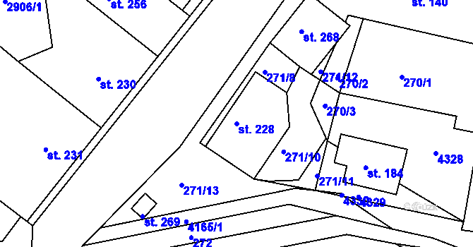 Parcela st. 228 v KÚ Loukov u Bystřice pod Hostýnem, Katastrální mapa