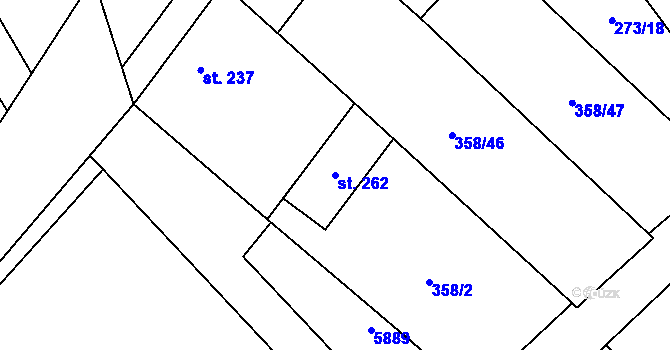 Parcela st. 262 v KÚ Loukov u Bystřice pod Hostýnem, Katastrální mapa