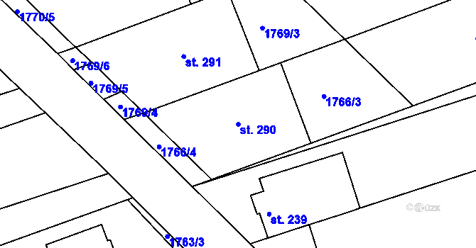 Parcela st. 290 v KÚ Loukov u Bystřice pod Hostýnem, Katastrální mapa