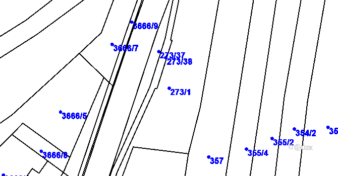 Parcela st. 273/1 v KÚ Loukov u Bystřice pod Hostýnem, Katastrální mapa