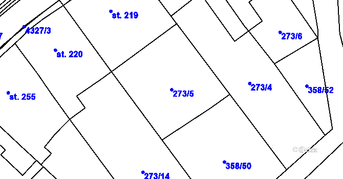 Parcela st. 273/5 v KÚ Loukov u Bystřice pod Hostýnem, Katastrální mapa