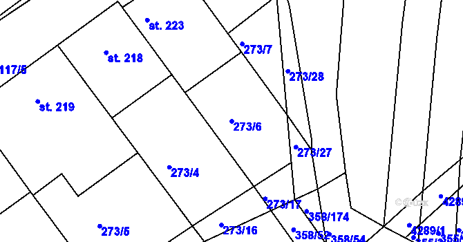 Parcela st. 273/6 v KÚ Loukov u Bystřice pod Hostýnem, Katastrální mapa