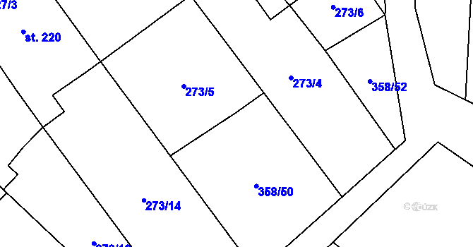Parcela st. 273/15 v KÚ Loukov u Bystřice pod Hostýnem, Katastrální mapa
