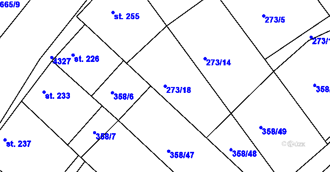 Parcela st. 273/18 v KÚ Loukov u Bystřice pod Hostýnem, Katastrální mapa