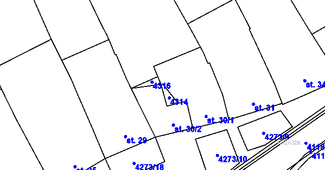 Parcela st. 73/3 v KÚ Loukov u Bystřice pod Hostýnem, Katastrální mapa