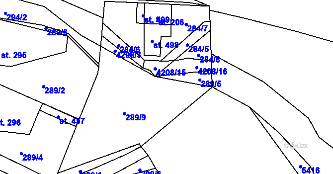 Parcela st. 289/10 v KÚ Loukov u Bystřice pod Hostýnem, Katastrální mapa