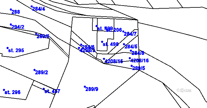 Parcela st. 4208/17 v KÚ Loukov u Bystřice pod Hostýnem, Katastrální mapa