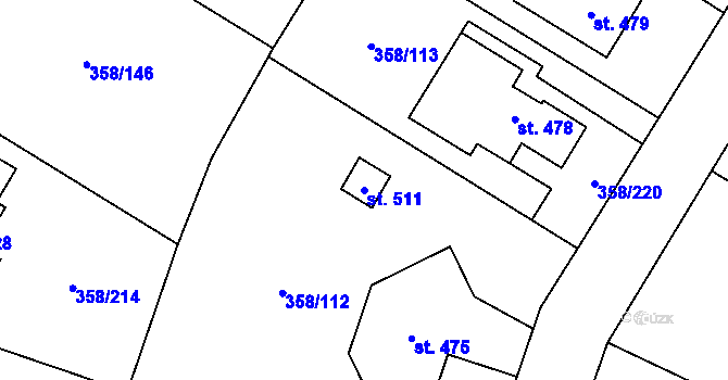 Parcela st. 511 v KÚ Loukov u Bystřice pod Hostýnem, Katastrální mapa