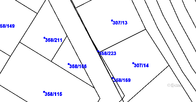 Parcela st. 358/223 v KÚ Loukov u Bystřice pod Hostýnem, Katastrální mapa