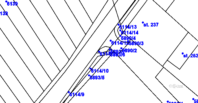Parcela st. 6114/11 v KÚ Loukov u Bystřice pod Hostýnem, Katastrální mapa
