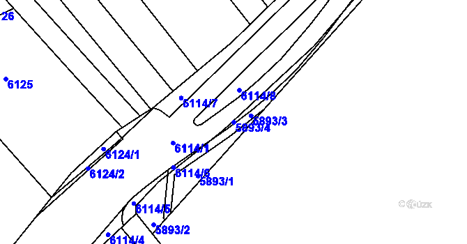 Parcela st. 5893/4 v KÚ Loukov u Bystřice pod Hostýnem, Katastrální mapa