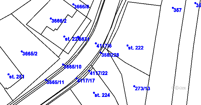 Parcela st. 358/228 v KÚ Loukov u Bystřice pod Hostýnem, Katastrální mapa