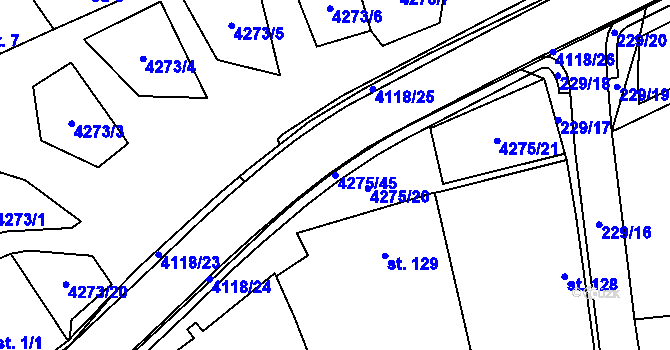 Parcela st. 4275/45 v KÚ Loukov u Bystřice pod Hostýnem, Katastrální mapa