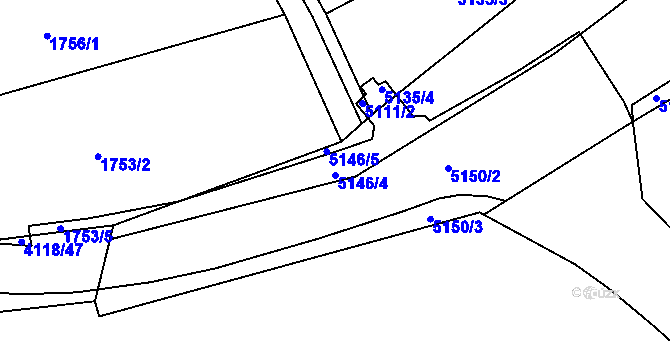 Parcela st. 5146/4 v KÚ Loukov u Bystřice pod Hostýnem, Katastrální mapa