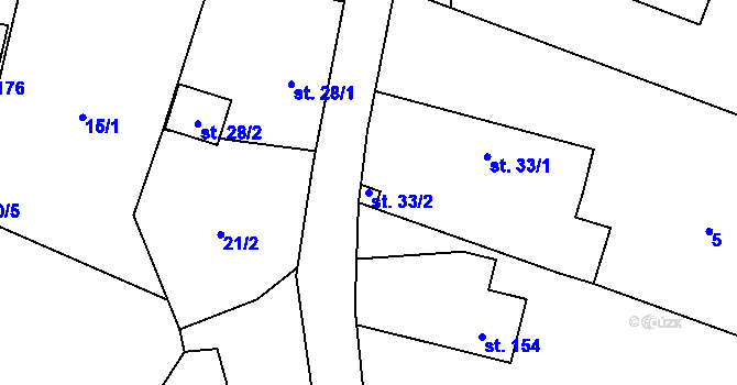 Parcela st. 33/2 v KÚ Loukovec, Katastrální mapa