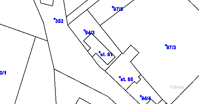 Parcela st. 81 v KÚ Loukovec, Katastrální mapa