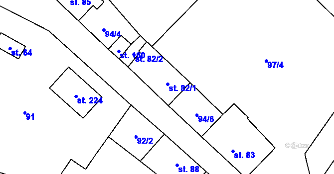 Parcela st. 82 v KÚ Loukovec, Katastrální mapa
