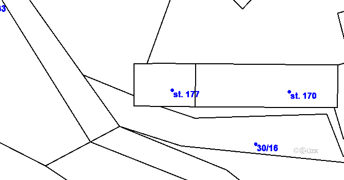 Parcela st. 177 v KÚ Loukovec, Katastrální mapa