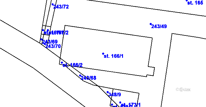 Parcela st. 166/1 v KÚ Loukovec, Katastrální mapa