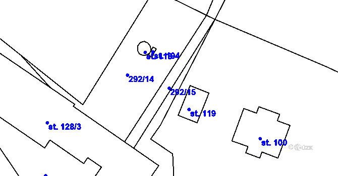 Parcela st. 292/15 v KÚ Loukovec, Katastrální mapa