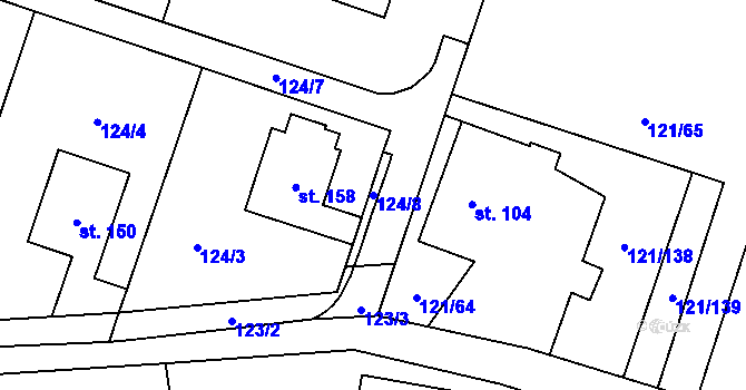 Parcela st. 124/8 v KÚ Loukovec, Katastrální mapa