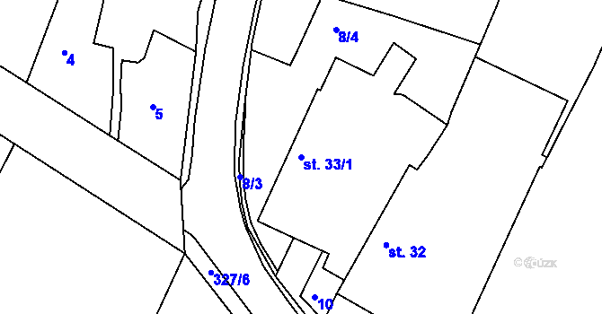 Parcela st. 33/1 v KÚ Loukovice, Katastrální mapa