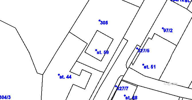 Parcela st. 59 v KÚ Loukovice, Katastrální mapa