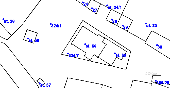 Parcela st. 66 v KÚ Loukovice, Katastrální mapa