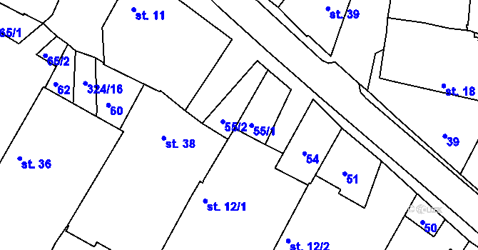 Parcela st. 55 v KÚ Loukovice, Katastrální mapa