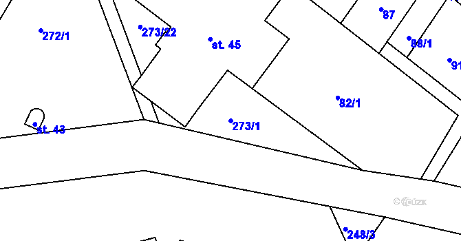 Parcela st. 273/1 v KÚ Loukovice, Katastrální mapa