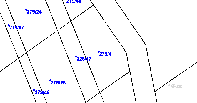 Parcela st. 279/4 v KÚ Loukovice, Katastrální mapa