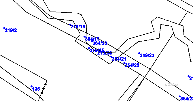 Parcela st. 219/14 v KÚ Loukovice, Katastrální mapa