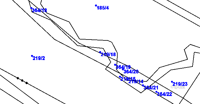 Parcela st. 219/18 v KÚ Loukovice, Katastrální mapa