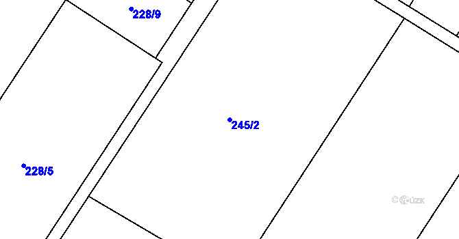 Parcela st. 245/2 v KÚ Loukovice, Katastrální mapa