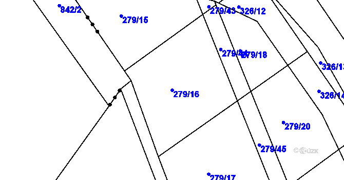 Parcela st. 279/16 v KÚ Loukovice, Katastrální mapa