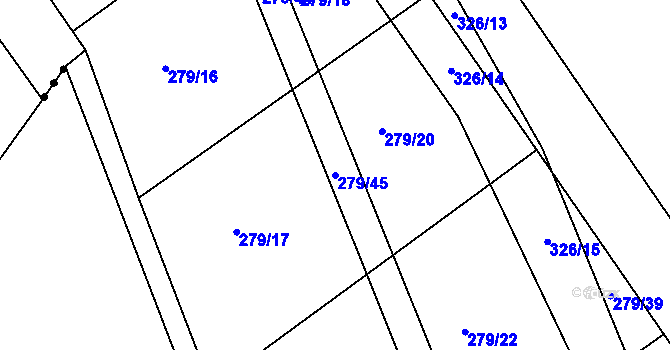 Parcela st. 279/45 v KÚ Loukovice, Katastrální mapa