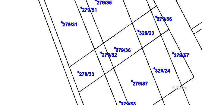 Parcela st. 279/52 v KÚ Loukovice, Katastrální mapa
