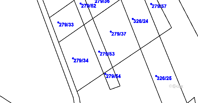 Parcela st. 279/53 v KÚ Loukovice, Katastrální mapa