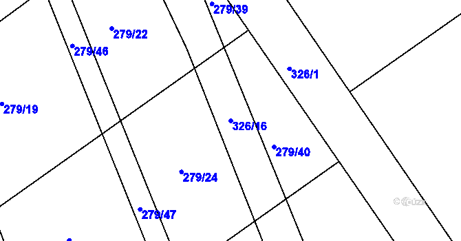 Parcela st. 326/16 v KÚ Loukovice, Katastrální mapa