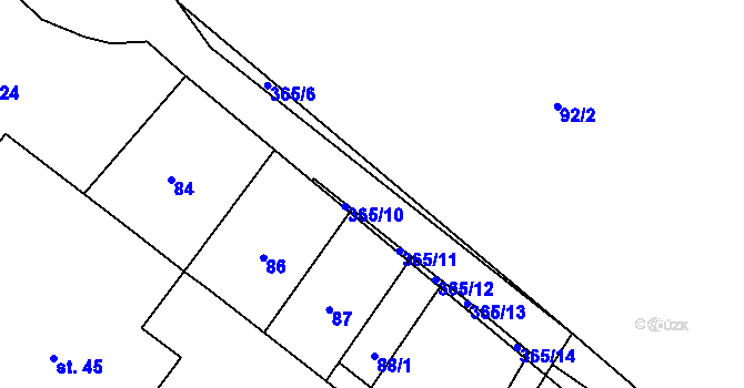 Parcela st. 365/9 v KÚ Loukovice, Katastrální mapa