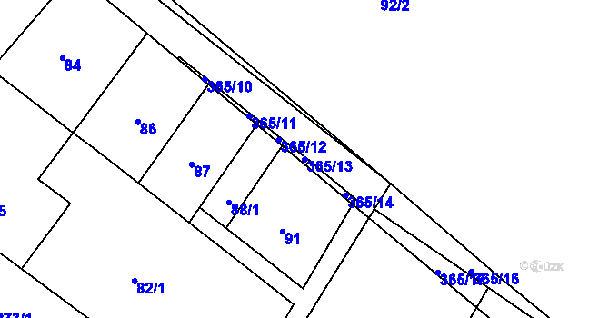 Parcela st. 365/13 v KÚ Loukovice, Katastrální mapa