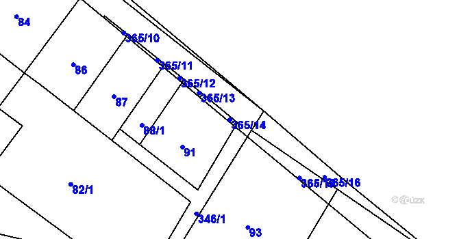 Parcela st. 365/14 v KÚ Loukovice, Katastrální mapa