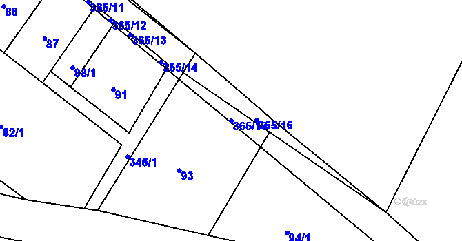 Parcela st. 365/17 v KÚ Loukovice, Katastrální mapa