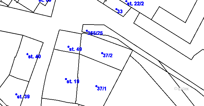 Parcela st. 37/2 v KÚ Loukovice, Katastrální mapa